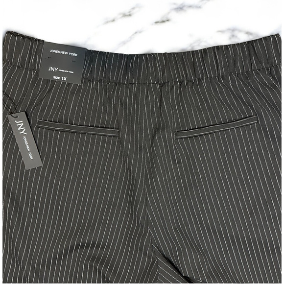 Jones New York Pull On Wide Leg Pants Sz 1X Black Pinstripe Stretch Pockets NWT - Picture 7 of 10